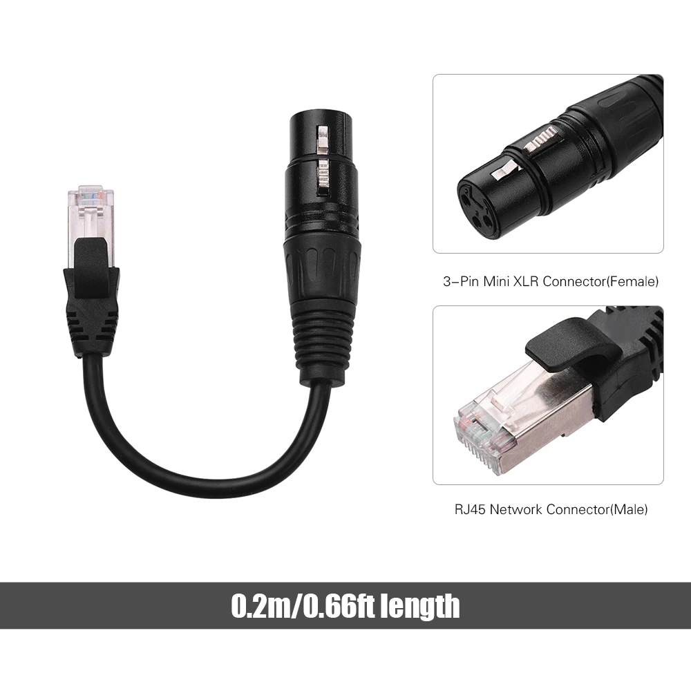 RJ45 мужской сетевой разъем для 3-Pin Mini XLR Женский удлинитель DMX512 кабель для сцен и студий кабели провода серебро/черный Цвета