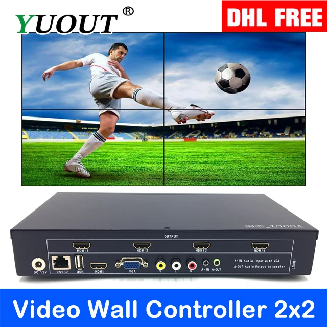 HDMI видео настенный контроллер 2x2 ТВ ЖК монитор Настенный Контроллер мульти вход HDMI выход экран сегментация и сборка