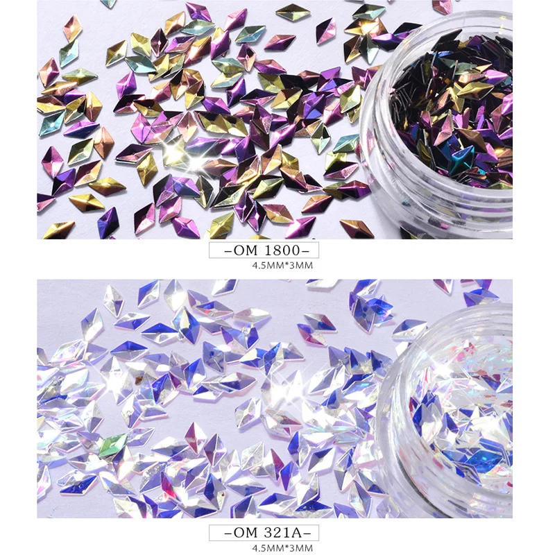 6pcs/bag Diamond Laser Colorful UV DIY Nail Sequins Nail Art Powder Paillette Glitter 3D Nail Decoration Tips Set Kit
