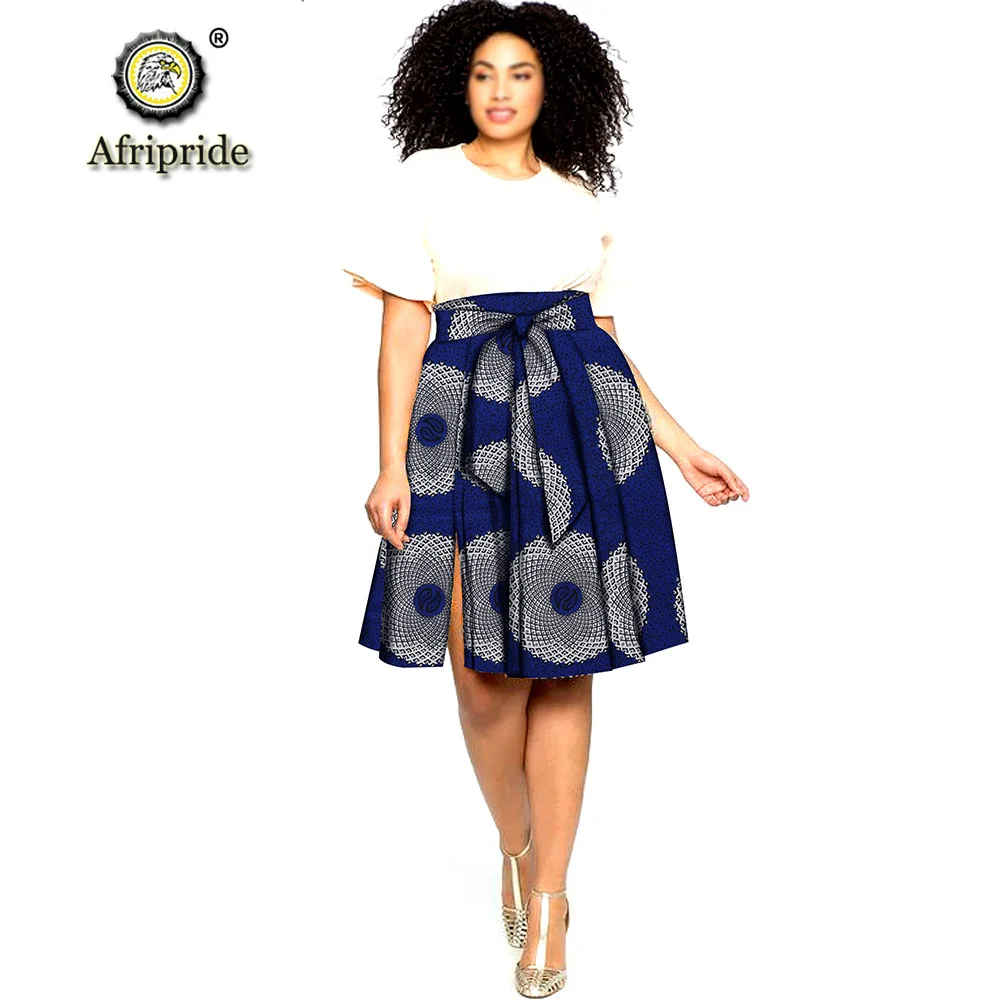 Африканская юбка с принтом для женщин Юбка До Колена летняя повседневная одежда А-силуэта одежда Дашики Анкара ткань AFRIPRIDE S1927004 - Цвет: 356