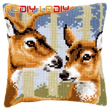 

LADIY Cross Stitch Patterns DEER COUPLE Pillow Cover DMC Counted Cross-Stitch Set Seat Cushions for Sofas Decorative Pillow Cas