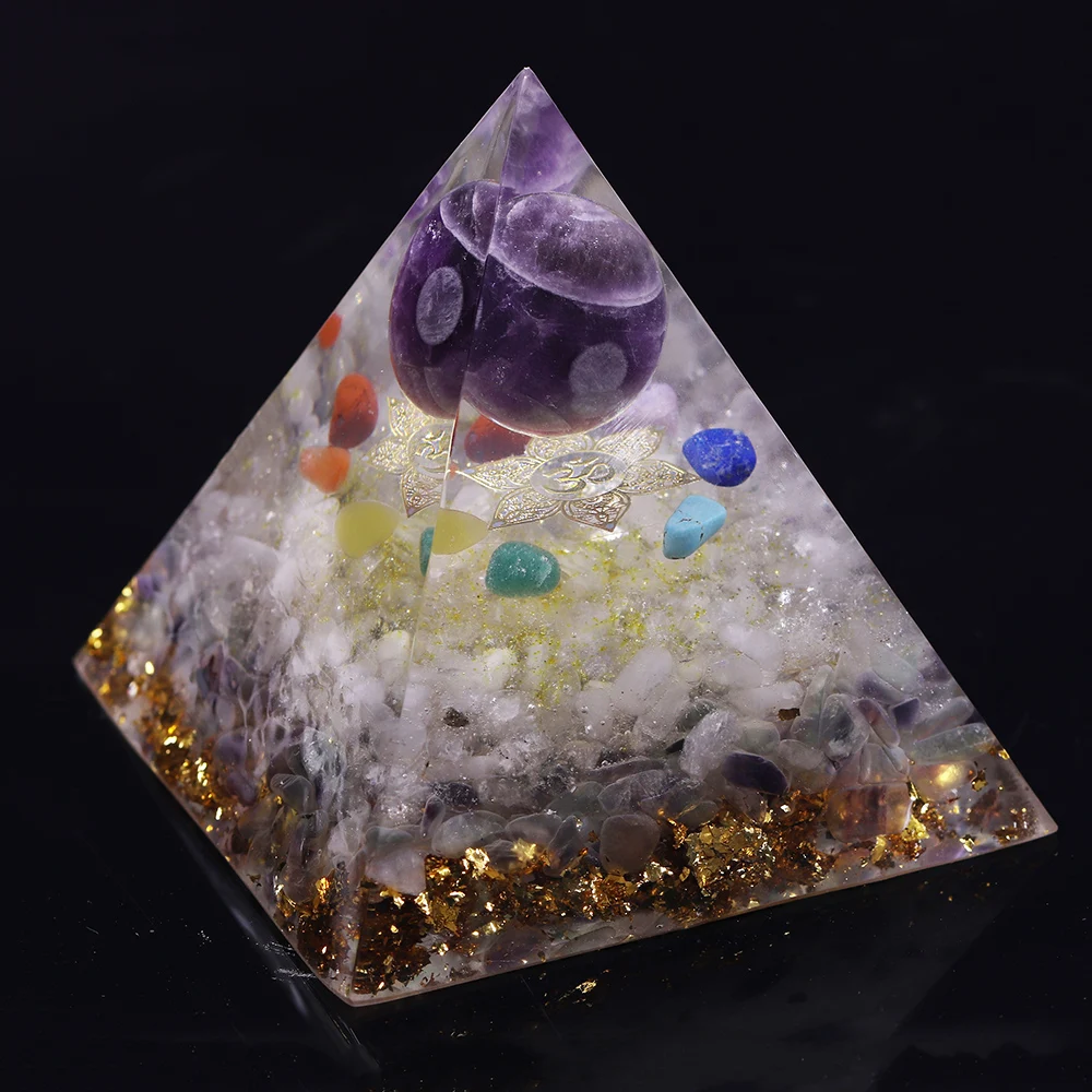 Оргонит пирамида из аметиста изменить магнитное поле жизни камень Reiki флюорит