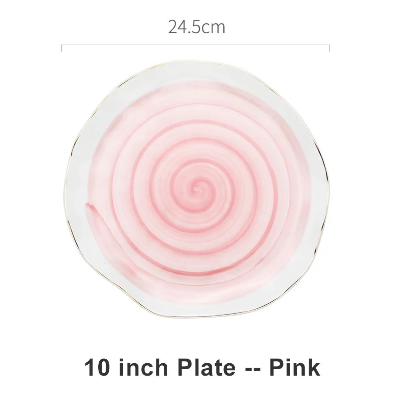 10in Shallow Plate Керамическая тарелка с золотой инкрустацией закуски блюда роскошные золотые края тарелка столовая посуда кухонная тарелка черный белый лоток посуда набор - Цвет: 10in Shallow Plate