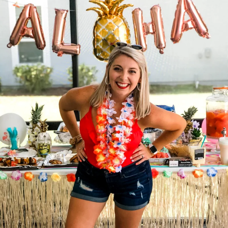 Hawaiian Flower Wreath Necklace - Tropical Luau Party Decoration Artificial Flower Lei 102050pcs