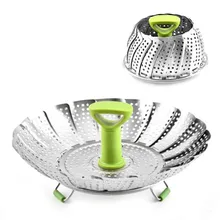 Stainless Steel Steamer Basket Collapsible Steamer for Steaming Food Metal Handle Foldable Legs Fit Various Pot Pressur L1