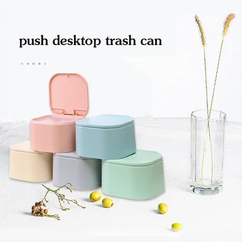 

Mini Multi-function Waste Bin Desktop Capped Trash Box Garbage Can Sundries Organizer Dustbin Home Decor for Can Kitchen Office