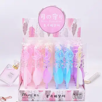 

40 pcs/lot Star Moon Feather Pendant Gel Pen Cute 0.5mm black ink Neutral Pen School writing Supplies Promotional Gift