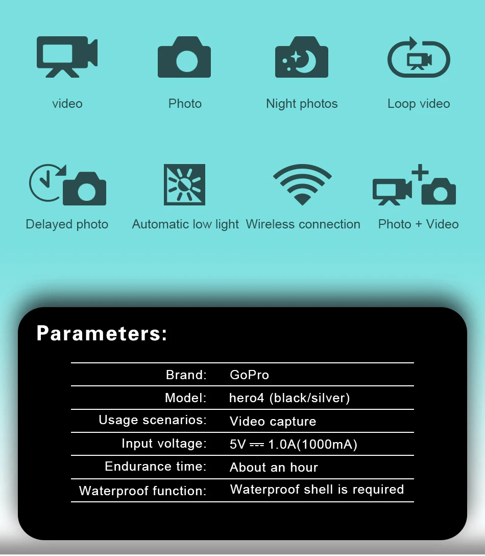 Gopro hero 4 black 4k30 frames Ultra HD waterproof action camera 12 megapixel Waterproof outdoor sports camera