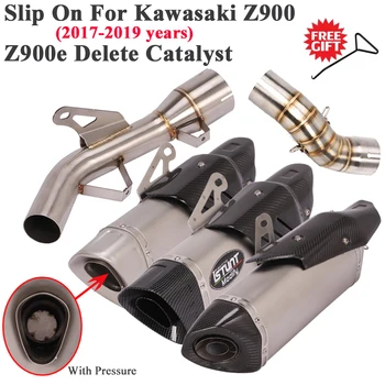 

For Kawasaki Z900 A2 Z900e 2017 - 2019 Motorcycle Exhaust Escape Middle Link Pipe Catalyst Delete Carbon Fiber Muffler DB Killer