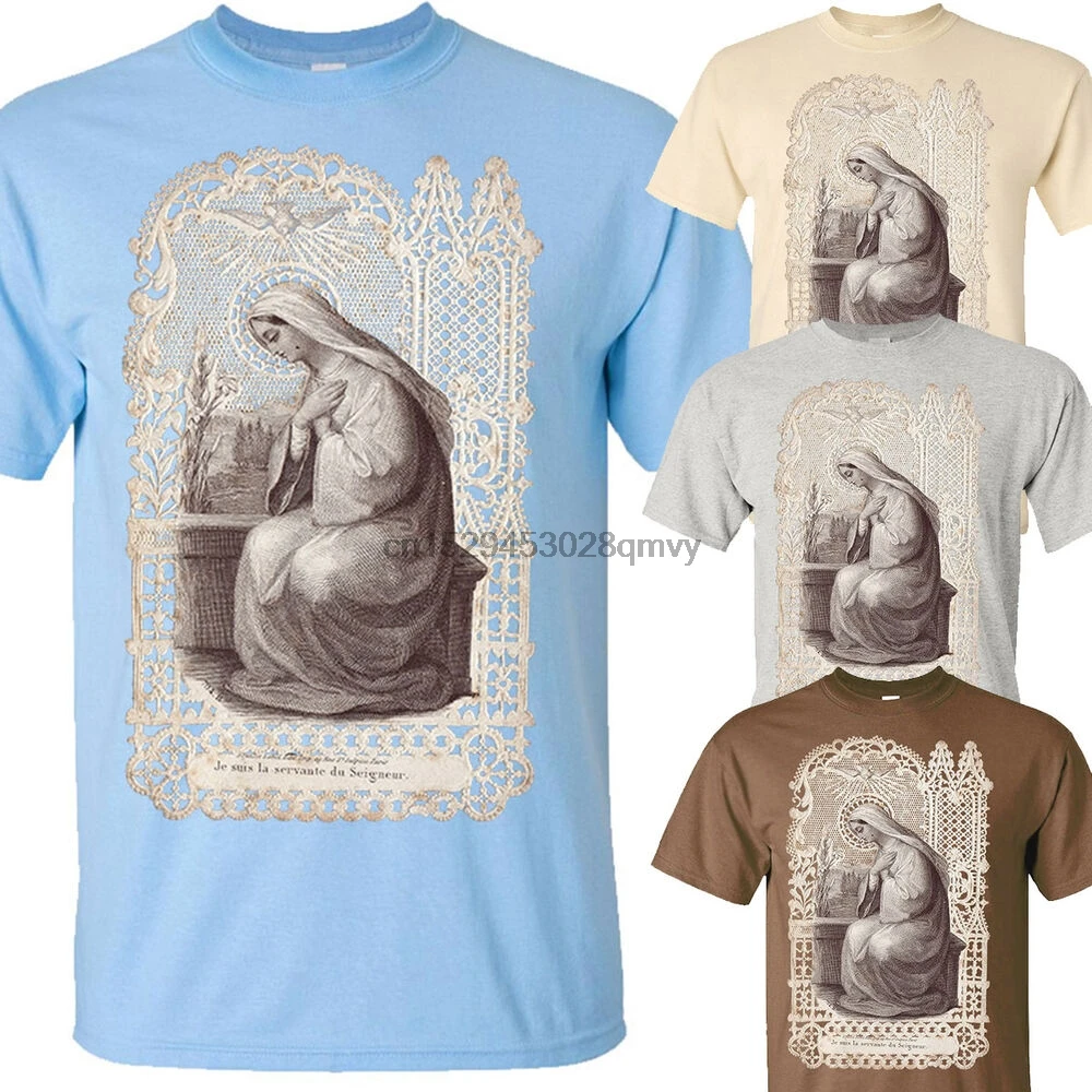 Saint Maria v2 Christian T Shirt sizes S-5XL Sky Blue White |
