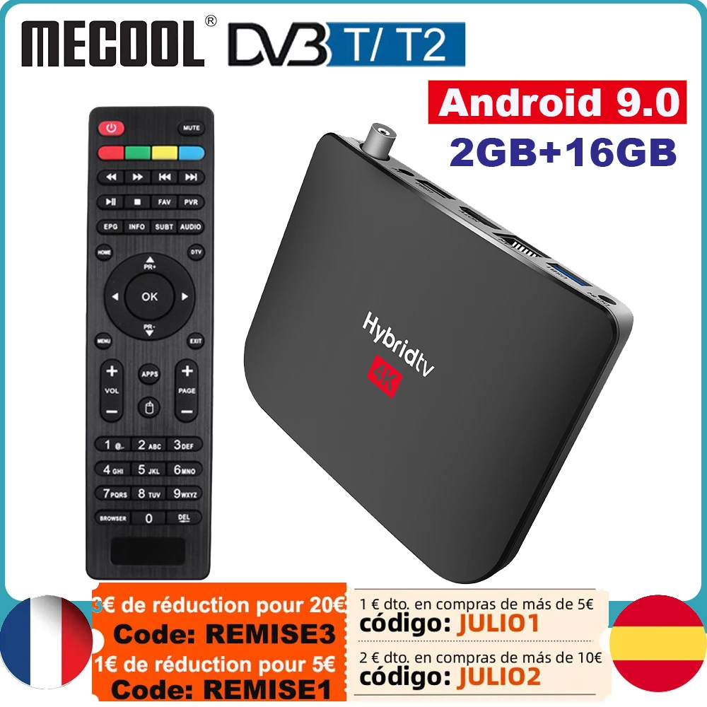 ТВ-приставка MECOOL M8S Plus Netflixs DVB T/T2 2 ГБ/16 ГБ Android 9 0 Amlogic S905X2 4K приставка для Smart TV H.265 4G