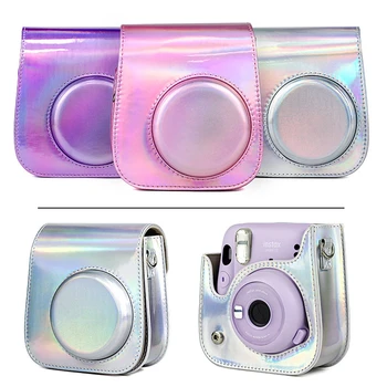 

For Fuji Fujifilm Instax Polaroid Mini 11 Symphony Camera Bag Bright Powder Color Protective Cover Retro Leather Camera Case