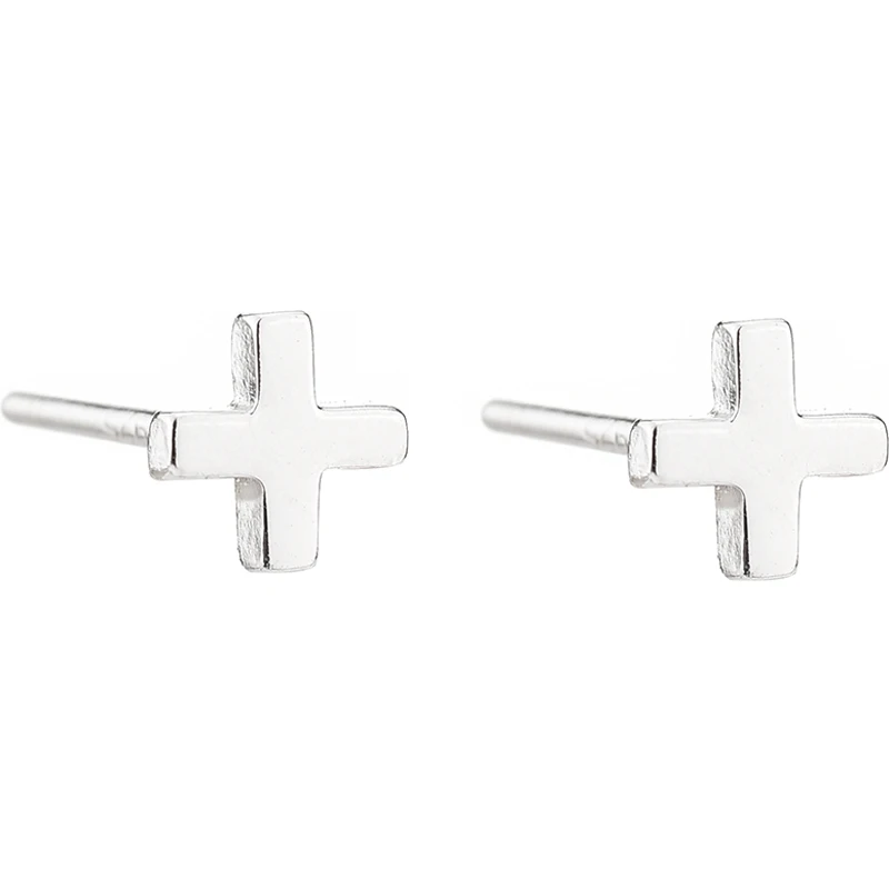 

925 Sterling Silver Earrings Small Cross Creative Ear Studs Simple Fashion Pure Silver Earrings For Women Popular Gift Jewelry