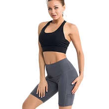 Women's Yoga Leggings Sports Fitness High Waist Shorts Workout Running Compression Shorts Tummy Control Side Pockets YogaShorts