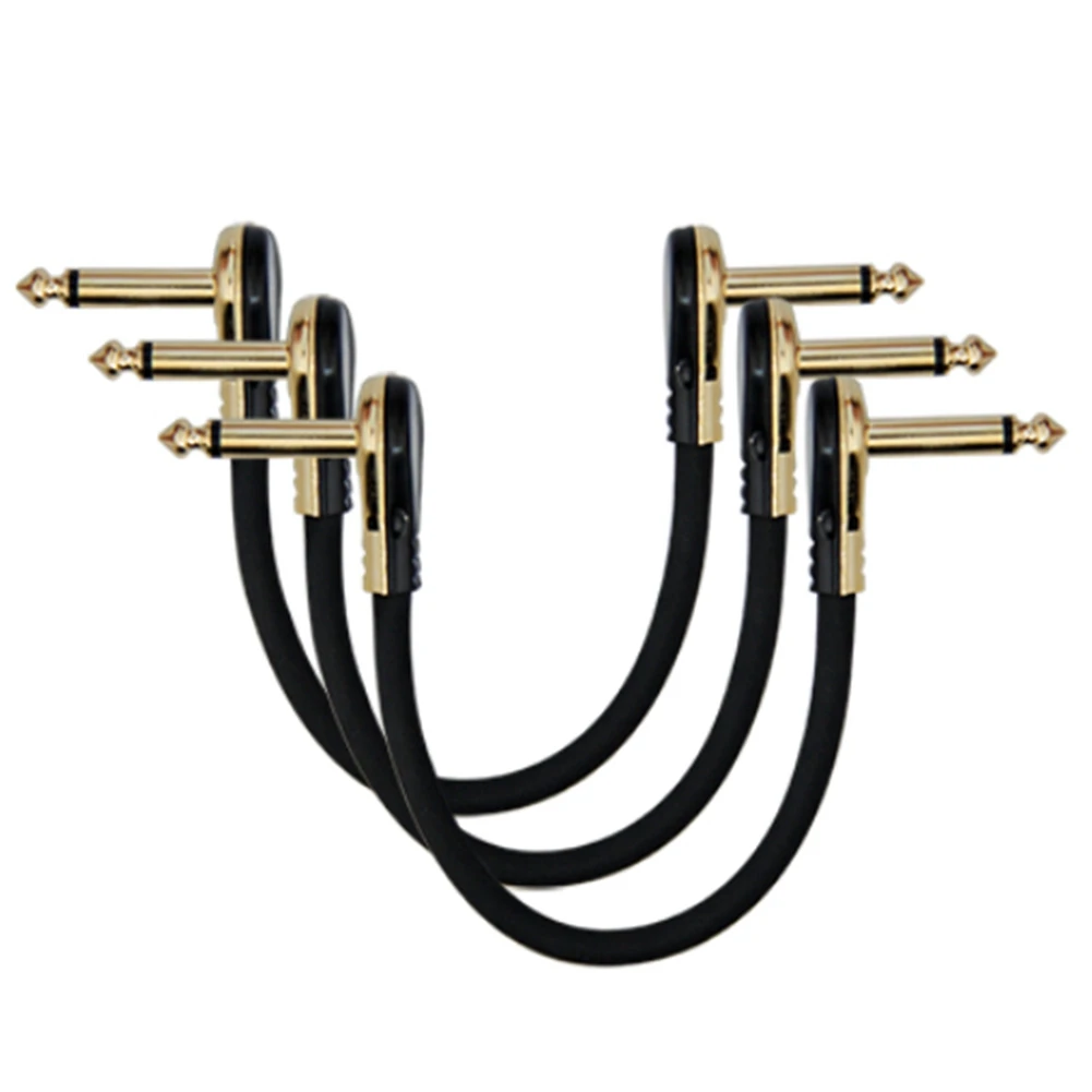 3PCS Guitar Patch Cables Right Angle Plug 30CM 1/4 Instrument Cables