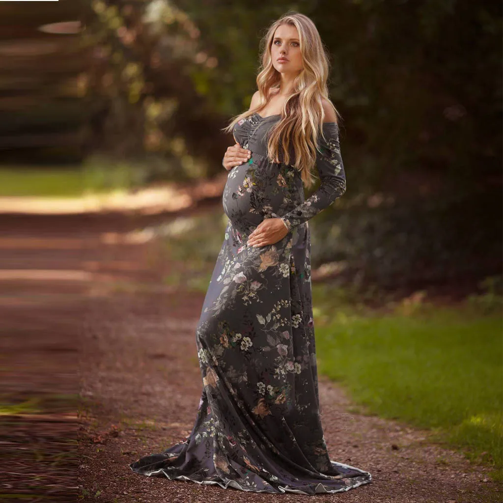Женский реквизит для фотосъемки с длинным рукавом для будущих мам с цветочным принтом Одежда для грудного вскармливания Ropa Embarazada