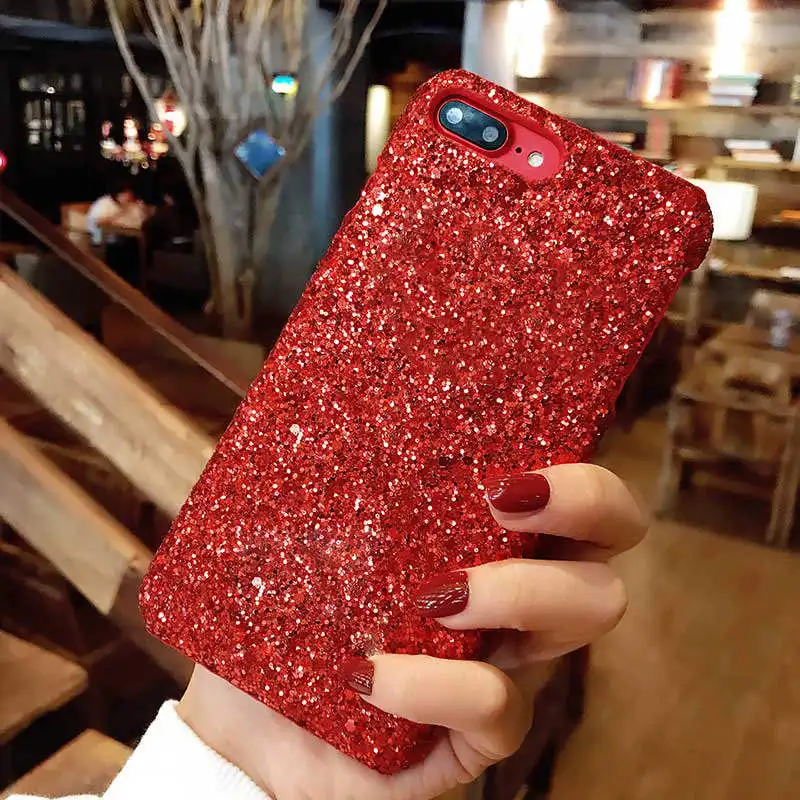 Red Для Xiaomi mi 9 SE mi 8 Lite Блестящий ремешок с блестками чехол для телефона для Xiao mi Red mi 7 6 5plus Red mi 6A 5A 4A чехол - Цвет: Red