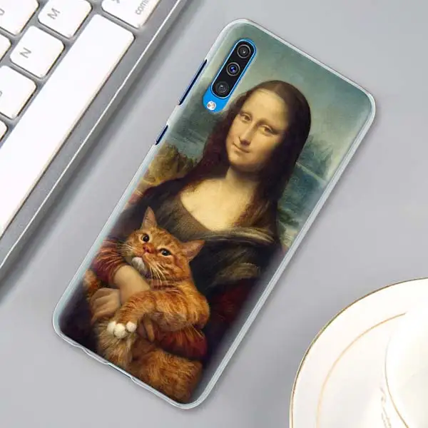 H02 Забавный да Винчи MonaLisa/Pat кошка художественный чехол для samsung Galaxy A10s A20e A30 A40 A50 A50s A60 A70 A80 A6 A8 плюс A7 A9 Хар - Цвет: H02
