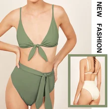 Пляжная одежда, бикини с высокой посадкой, Раздельный тип, полиэстер, сексуальная мода для девушек, эластичный, регулируемый, Sunmmer, дышащий, для плавания