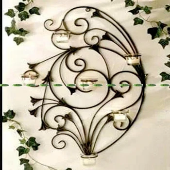 

Metal Butterfly Holder Wedding Home Furniture Decor Wall Mount Pocket Candle holder Stand no candle with Glass Bottle Black