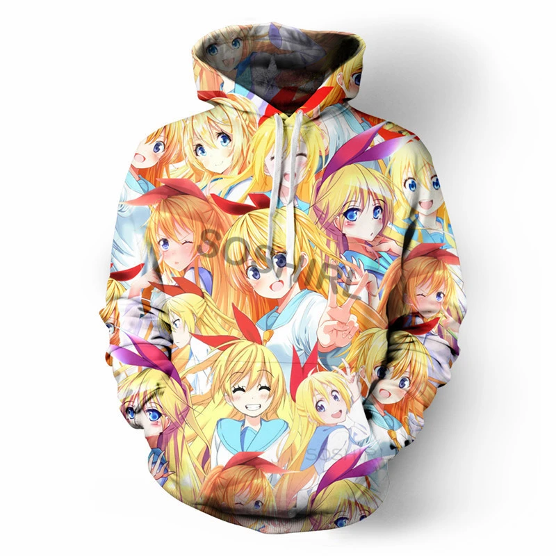 Soshirl 真愛アニメパーカーヒップスターかわいい Kirisaki Chitoge がパーカー ユニセックスオレンジおかしいトップスかわいいストリート冬プルオーバー パーカー スウェット Aliexpress
