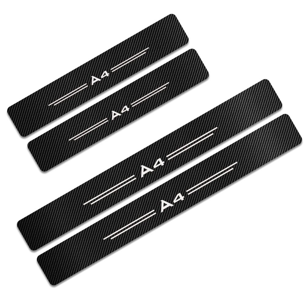 4 шт наклеек для Audi A4 B5 B6 B7 B8 B9 A3 8P 8V A5 A6 C6 C7 A1 A7 A8 Q2 Q3 Q5 Q7 TT автомобильные накладки на пороги охранники наклейки автомобильные аксессуары - Название цвета: A4