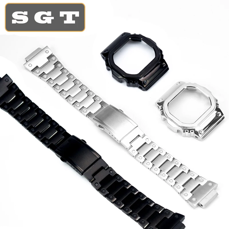 

Solid stainless steel watch band for GW-M5610 DW5600 GW-5000 watchband and frame case metal bracelet