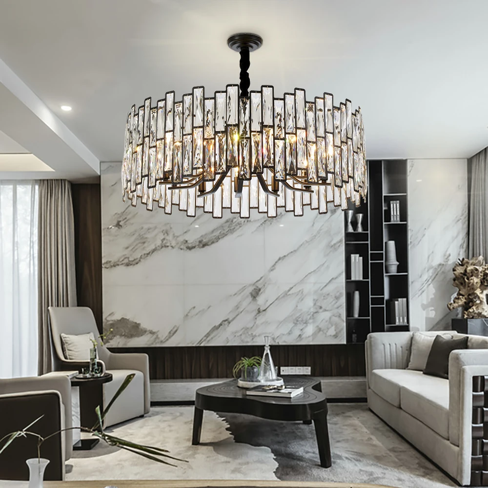 

Modern black chandelier lighting crystals lights lustre cristal design rustic round led chandeliers in the living room bedroom