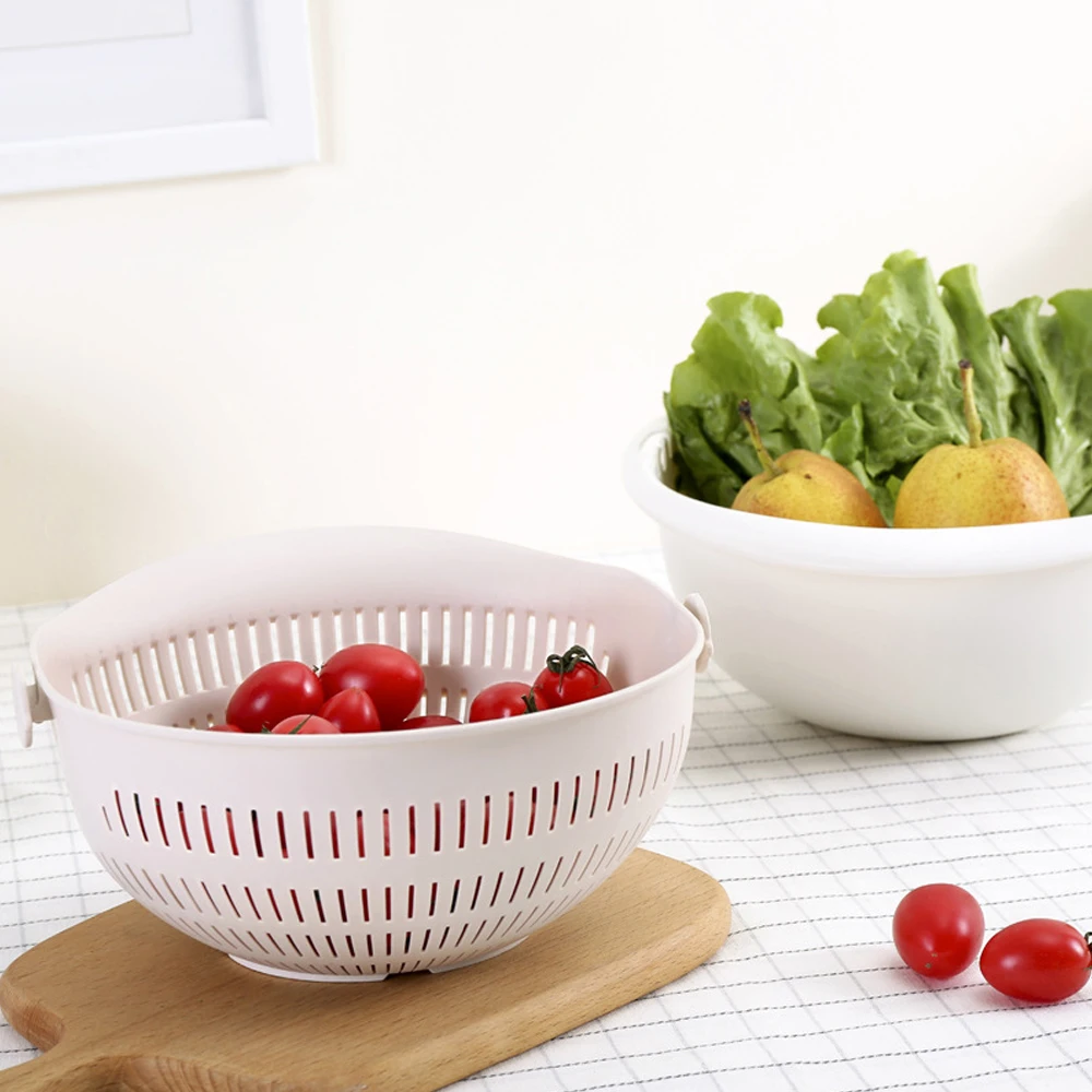 Noodles Vegetables Fruit Gift Kitchen Strainer Rice Washing Colander Baskets Storage Basket Double Drain Bowl | Дом и сад