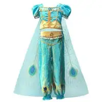 Алладин Принцесса Жасмин костюмы для девочек детская одежда нарядное платье на Хэллоуин шифоновая одежда для костюмированной вечеринки топы и штаны плащ - Цвет: Costume