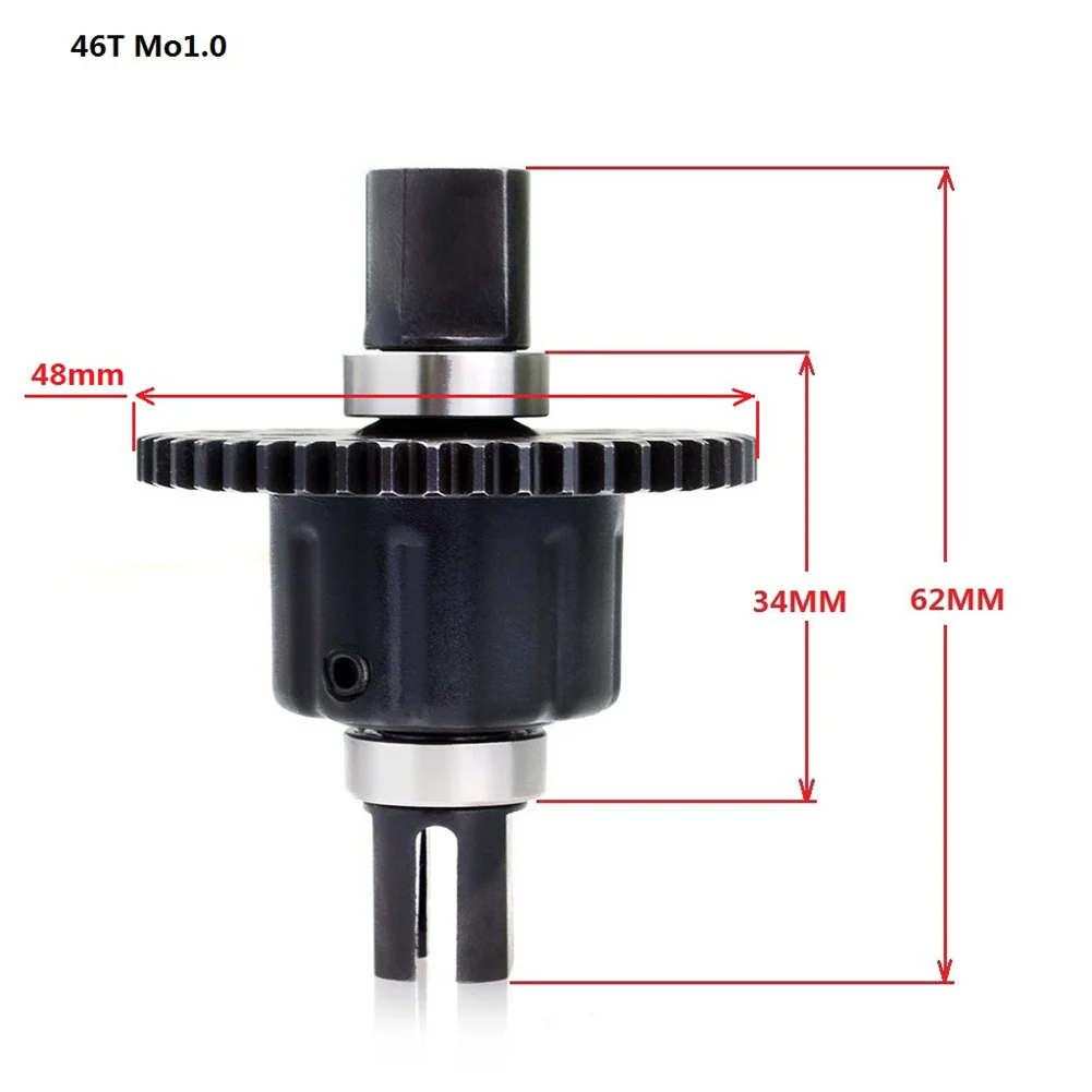 Kuuleyn Differenziale RC, Accessorio del veicolo modello telecomandato Differenziale Medio per Auto RC per Buggy Truck Truggy SCT 1/8 RC Car DF-Modelli 6684 RC Car(46T 1.0MB Steel Gear