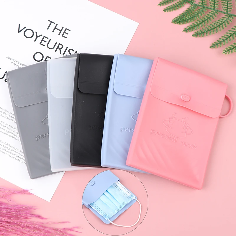 

Portable Reusable Mask Case Holder Small Soft Silicone Face Masks Container Face Shield Storage Bins Organizer Box