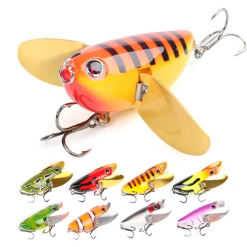 

DONQL Topwater Crankbait Fishing Lure Wobbler 6cm 12.5g Hard Popper Bait With Spoon Metal Wings Treble Barb Hooks Fishing Tackle