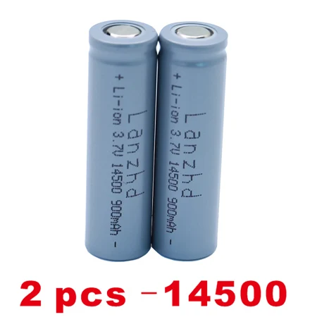 2 PCS 14500 1-24 шт) Lanzhd 14500 900mAh 3,7 V литий-ионные аккумуляторы AA батарея литиевая батарея для светодиодных фонарей, налобный фонарь, мышь - Цвет: 2 PCS 14500