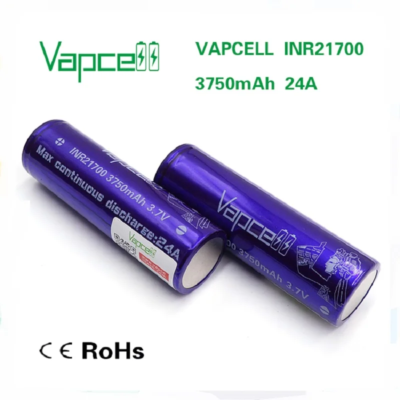 1 доллар купон Vapcell горячая Распродажа 21700 3750 мАч 24A сильная мощность для 21700 мод 3,7 в ячейка такая же как и S35