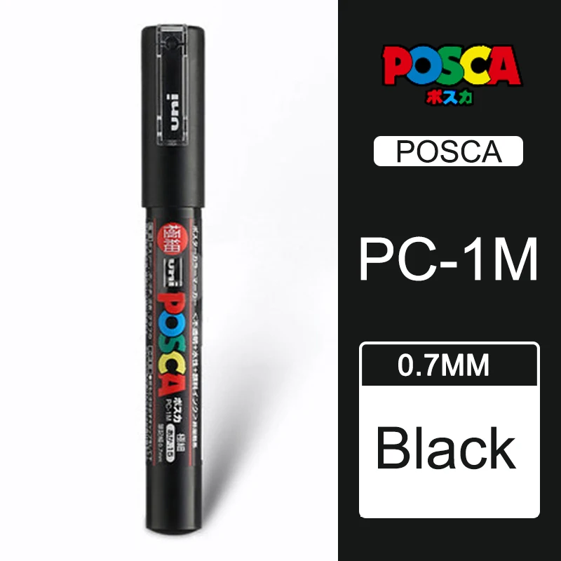 1 шт. Uni Posca Краска Маркер Mitsubishi постер цвет маркировки ручка Экстра тонкой точки PC-1M - Цвет: Black