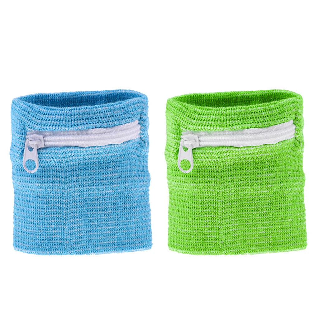 2x Wrist Band Wallet Zipper Money  For Gym Running Fitness Basketball