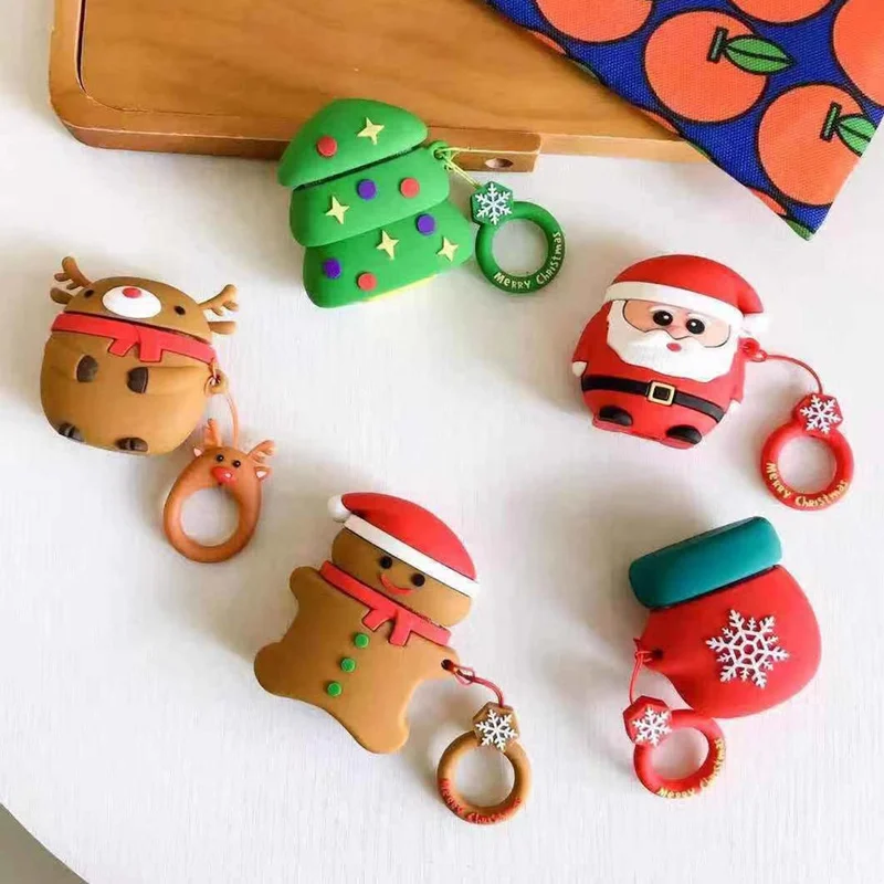 

Merry Christmas Gift Bluetooth Earphone Case Protective Cover Skin Accessories For Airpods 2 Cases Charging Box With Hooks