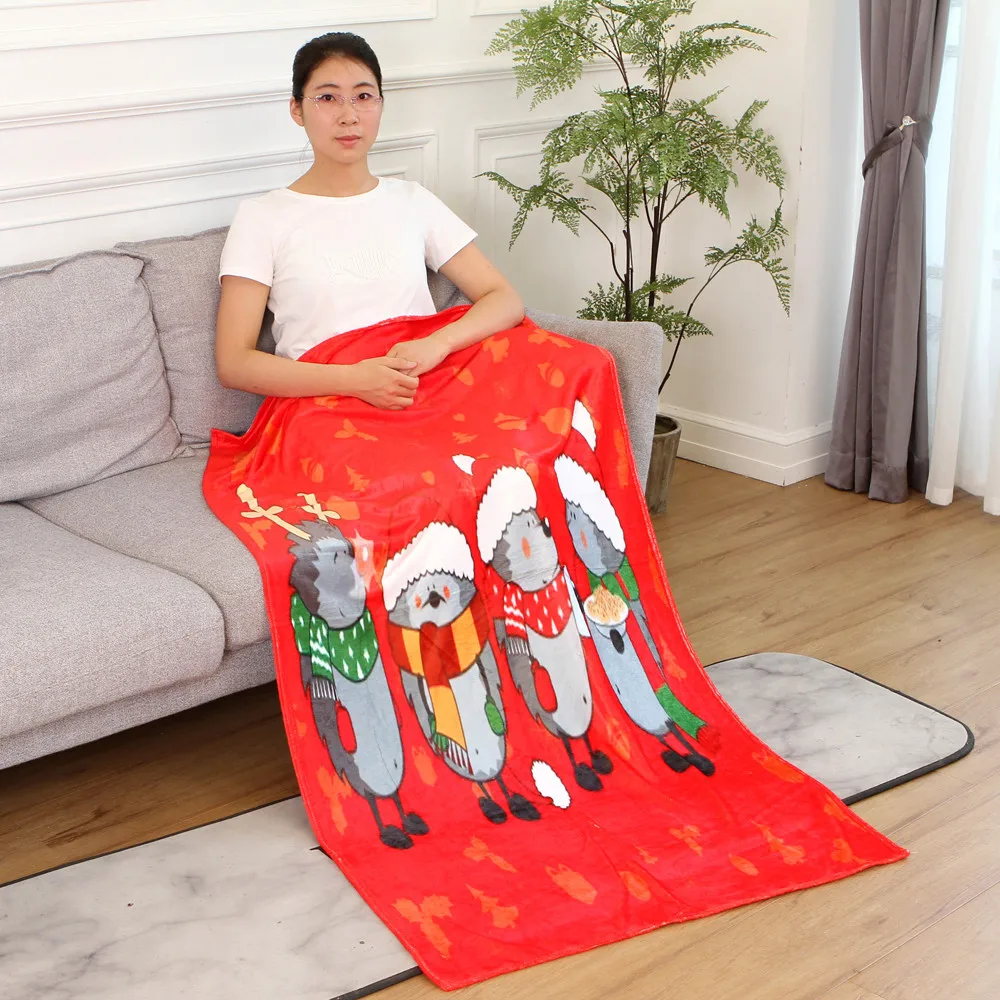 OUNEED Christmas Blanket Flannel Fabric Sofa Bed Blanket 150x200CM Office Children Towel Portable Car Travel Cover Blanket#45