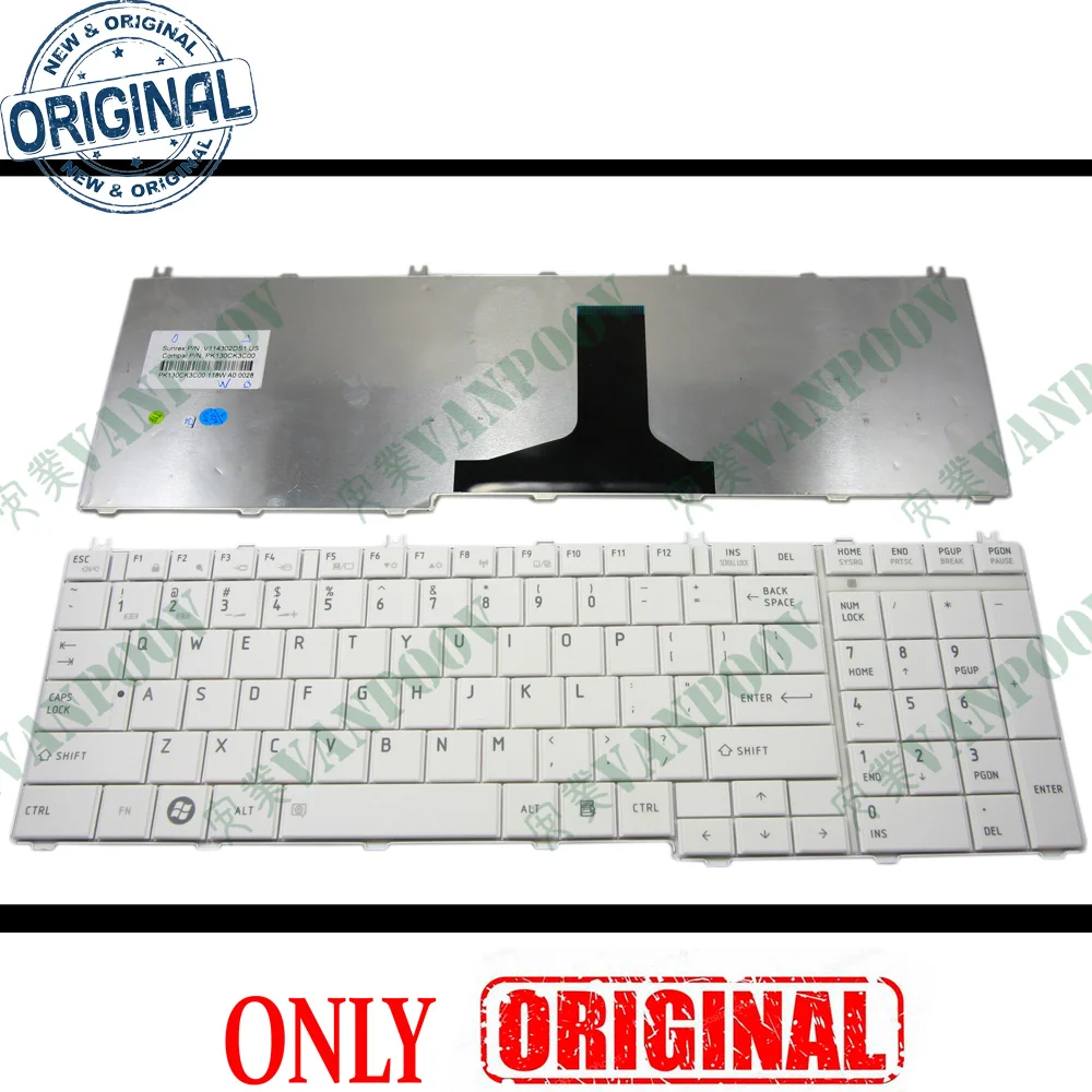 Новая клавиатура для ноутбука Toshiba Satellite C650 C655 C655D C660 L650 L655 L670 L675 L750 L755 белая