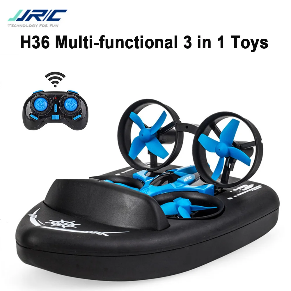 JJRC Мультифункциональный Радиоуправляемый квадрокоптер H36F RC Дрон 1/20 2,4G 3 в 1 Улучшенный Радиоуправляемый автомобиль Land Driving Boat RTR модель детские игрушки