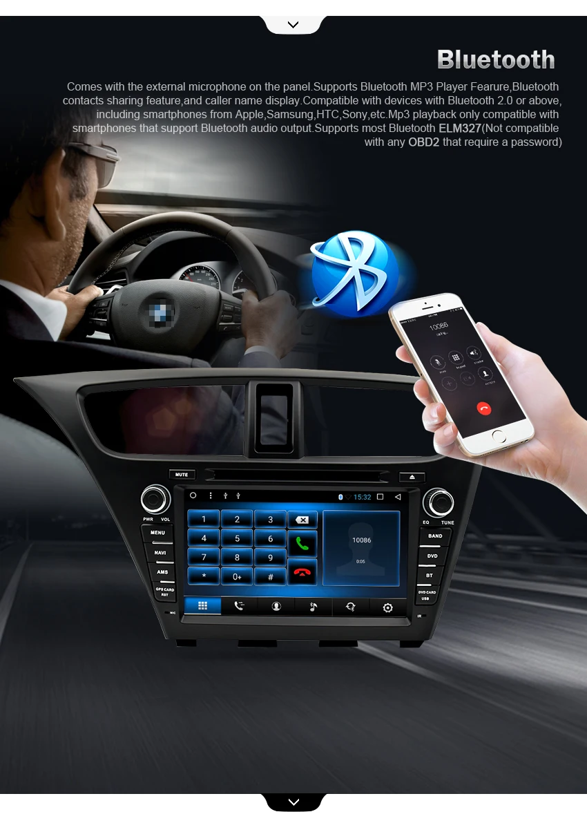 Top Android 9.0 Car Stereo DVD For Honda Civic Hatchback 2013+Auto Radio RDS GPS Glonass Navigation Audio Video Multimedia Bluetooth 9