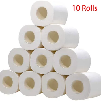 

10 Rolls Paper Towels Toilet Paper Skin-friendly Bathroom Tissue Strong Soft Hotel Room Breakfast Shop Stall Paper