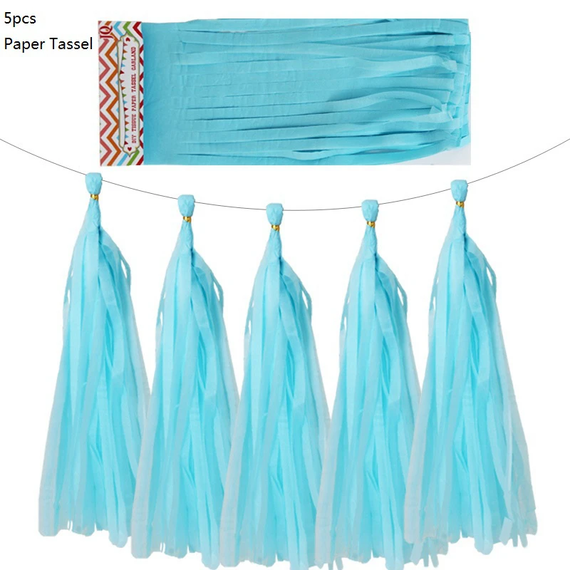 light blue Liviorap 5 шт. 14 дюймов золото серебро бумага кисточкой Свадебные украшения в деревенском стиле принадлежности для дня рождения Декор Детская гирлянда для душа - Цвет: light blue