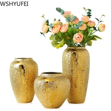 Золотистый керамический абстрактная ваза домашнее украшение для стола орнамент выставочный зал модная декоративная ваза свадебный подарок