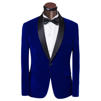 

Velvet Groomsmen Peak/Shawl Black Lapel Groom Tuxedos Royal Blue Men Suits Wedding Best Man (Jacket+Pants)
