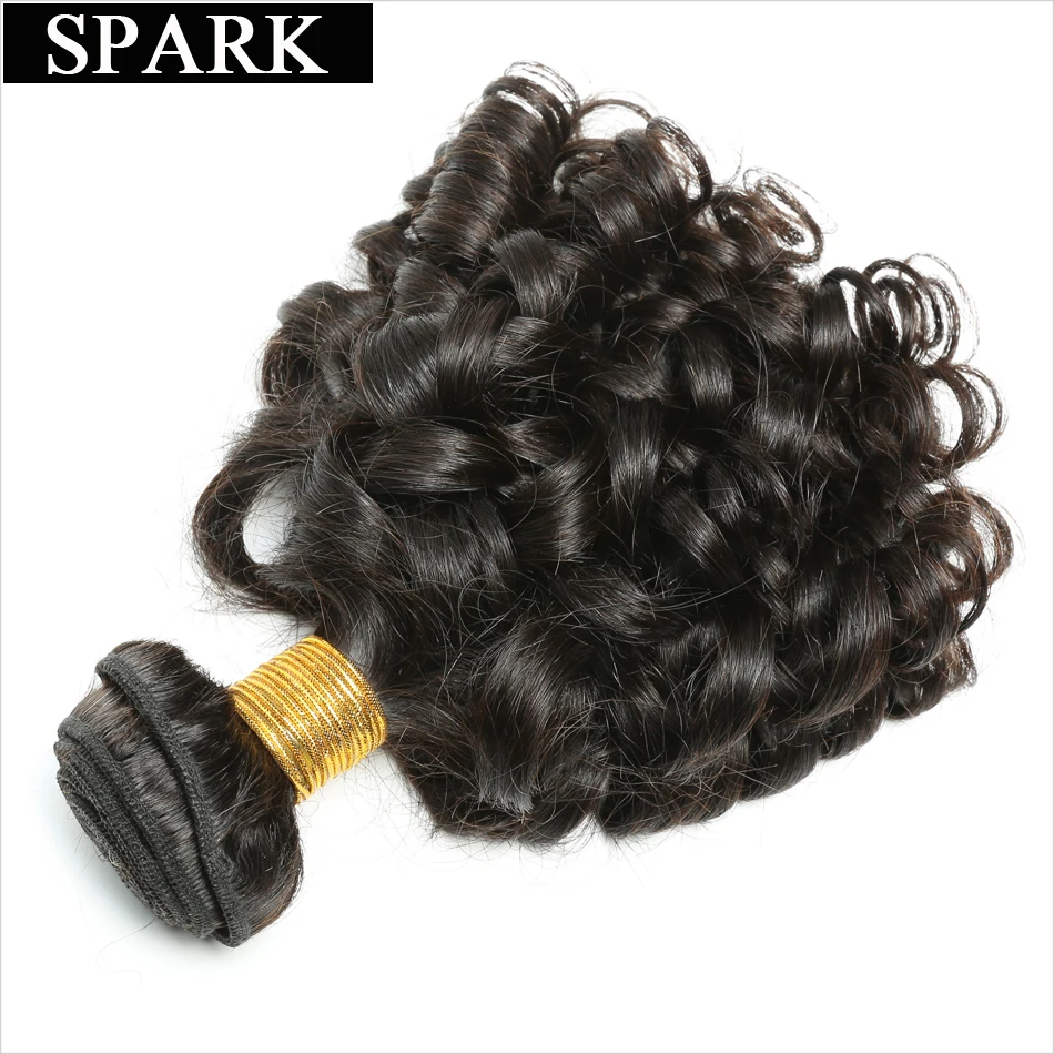 Hair-Bundles Weave Human-Hair Spark Bouncy Curly Brazilian Remy Natural-Color Can-Be-Dyed-L