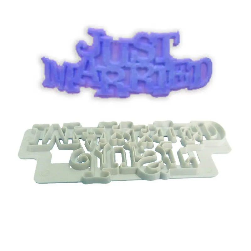 

New Just Married Fondant Embosser Cookie Cutters Biscuit Molds Icing Embossing Decorating Wedding Cake Kitchen Baking Tools