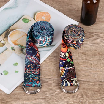 D-Ring Belts Yoga Strap Fitness Rope Colored Printed Adjustable Yoga Belt Yoga Stretch Belt Washable Sport Stretch Strap Props 2 D Ring Belts Yoga Strap Fitness Rope Colored Printed Adjustable Yoga Belt Yoga Stretch Belt