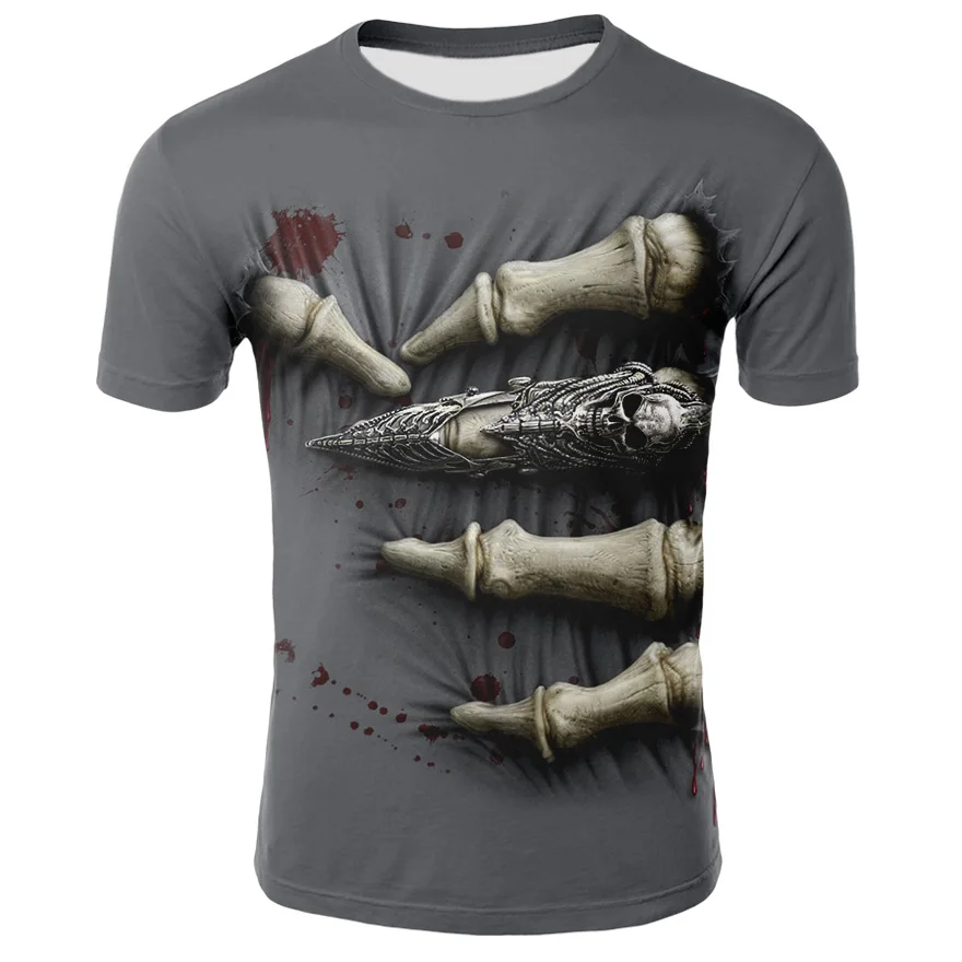

New Men's 3D print T-shirts Cool Casual O-Neck Tees Blood Drop Finger Short-sleeved Tops Fashion T shirt Men